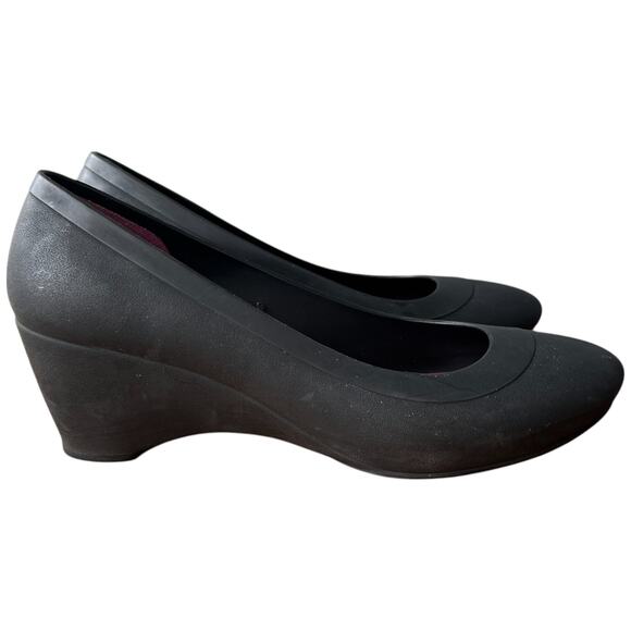 Crocs Lina Women's 7 Size Down For Half Size Black Pump Wedge Heel Dual Comfort - Picture 6 of 14